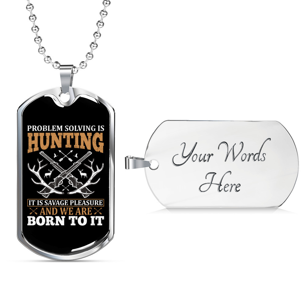 We Are Hunting Necklace Stainless Steel Or 18k Gold Dog Tag 24 Chain 57$